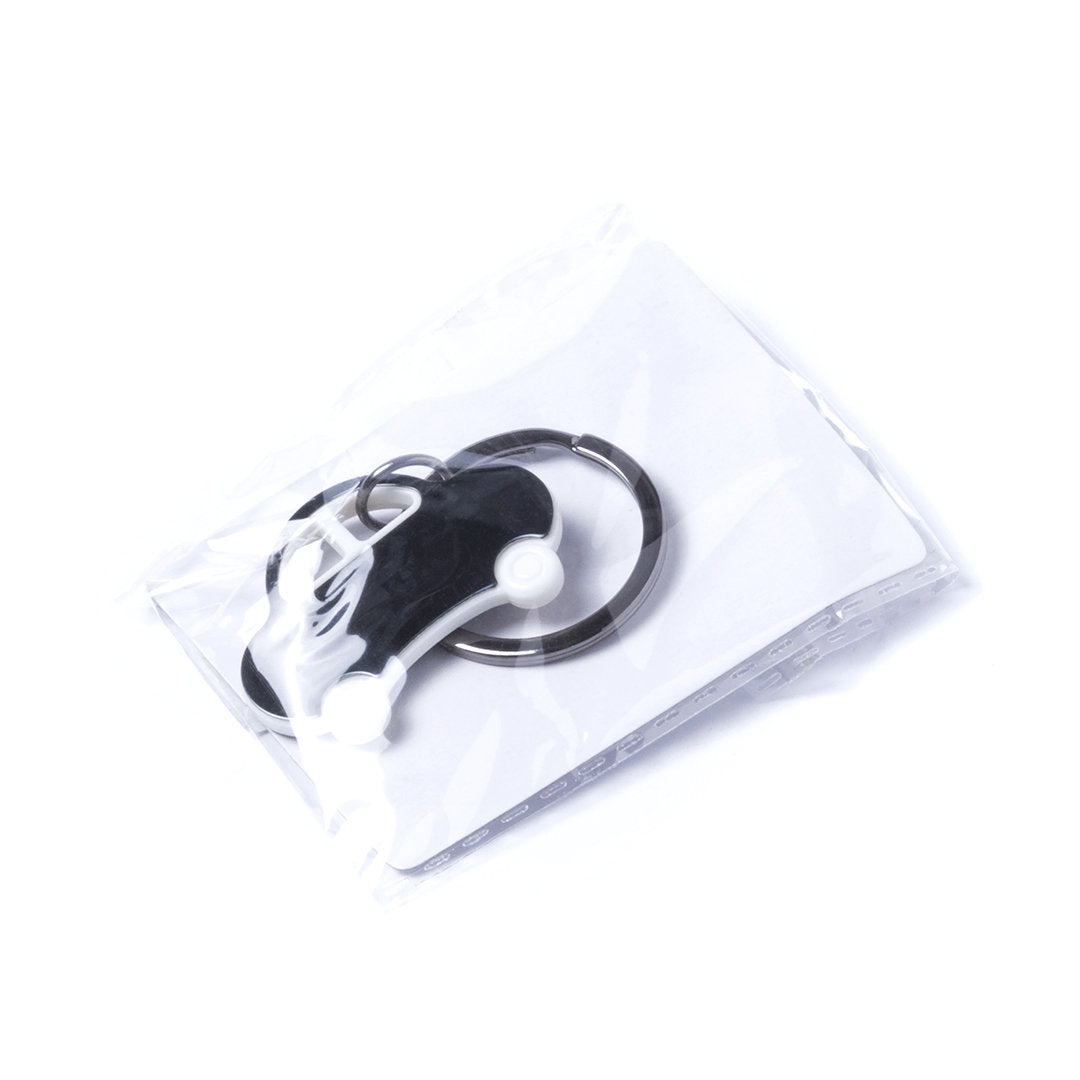 Accessoire porte-clés en acier inoxydable avec design de voiture bicolore. Personnalisable - Tendance et pratique.