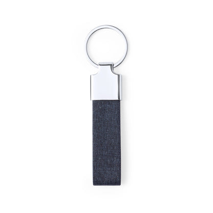 Porte-clés avec ruban en polyester RPET 300D et accessoire chromé BRANIS