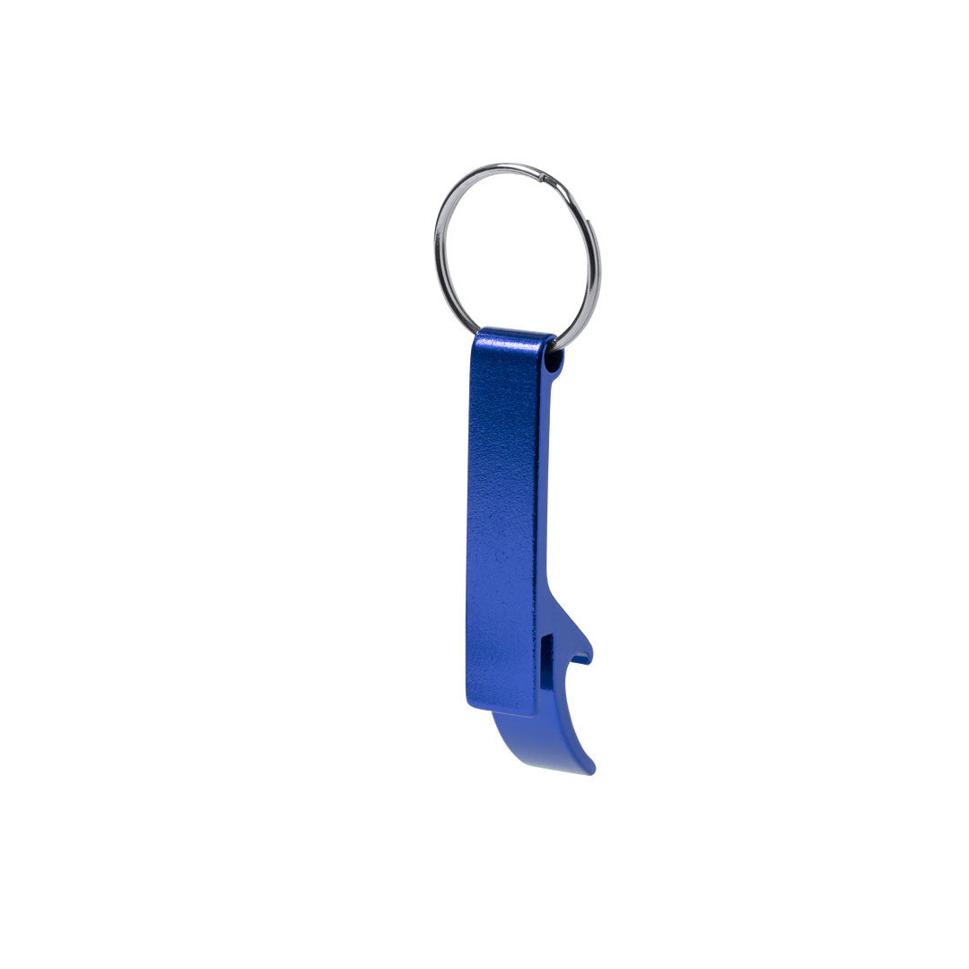 Porte clés avec ouvre canette bleu