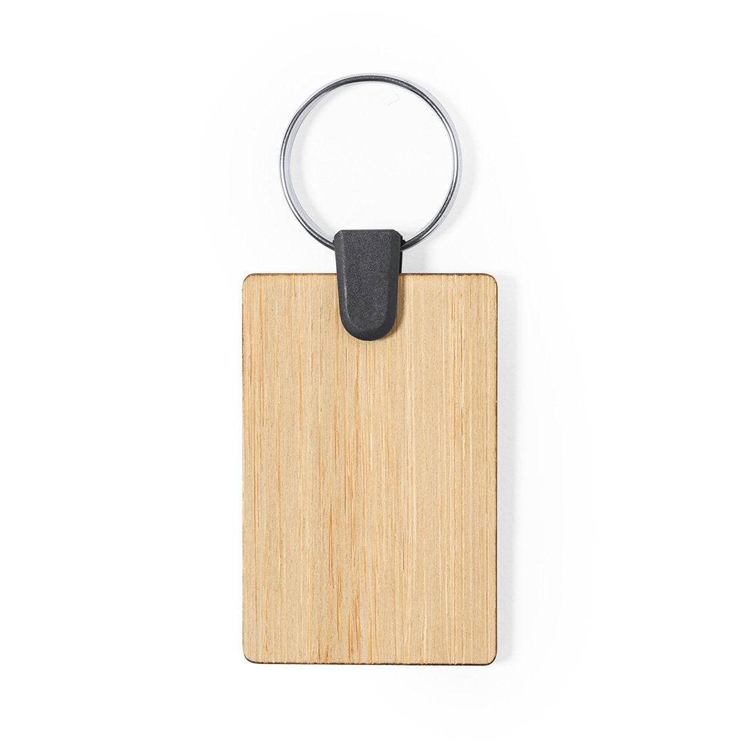 Porte-clés en bambou avec design circulaire et rectangulaire