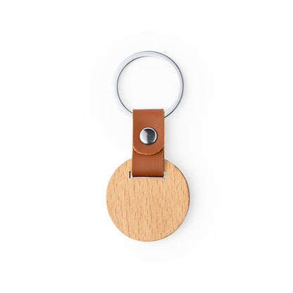 Porte-clés en bois Nature, présenté dans un sachet personnalisé