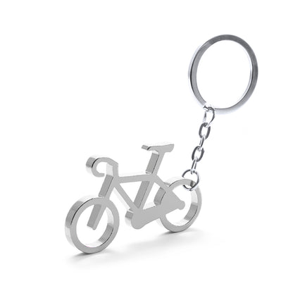 Porte-clés bicyclette en aluminium, aux coloris variés, idéal pour un marquage laser créatif.