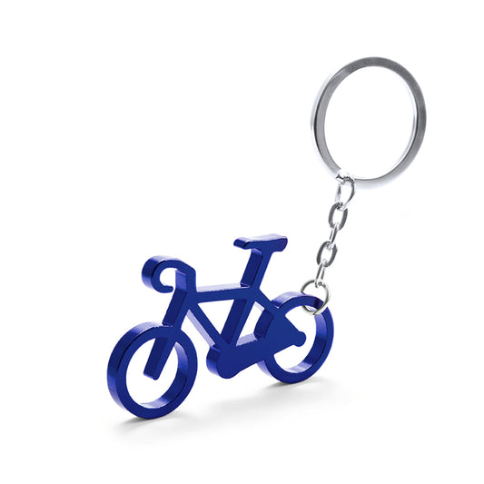 Porte-clés en forme de bicyclette, un accessoire original en aluminium personnalisable.