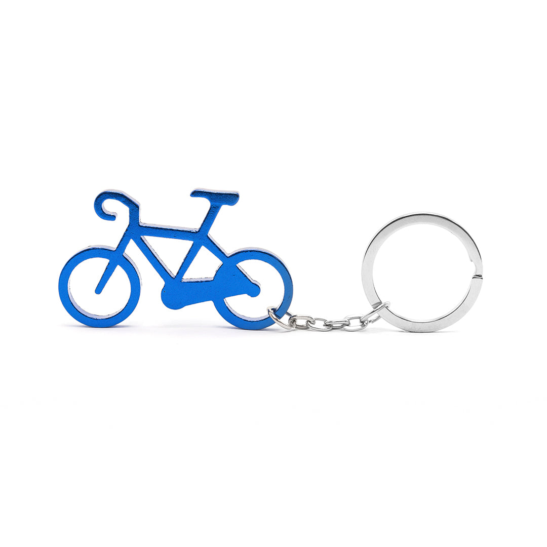 Porte-clés bicyclette en aluminium, aux couleurs vives, idéal pour le marquage laser créatif.