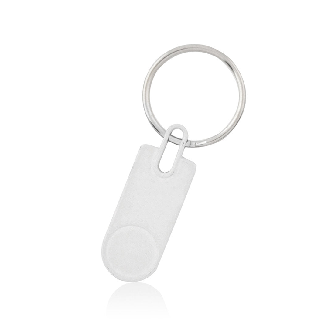 Porte-clés en métal avec gravure personnalisée. Disponible en 6 couleurs.