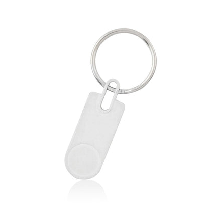 Porte-clés en métal avec gravure personnalisée. Disponible en 6 couleurs.