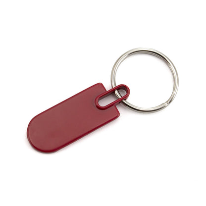 Accessoire porte-clés en métal avec possibilité de gravure personnalisée. Choix parmi 6 couleurs.