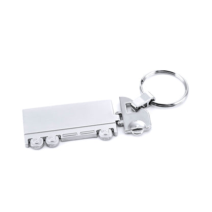 Accessoire porte-clés réaliste en forme de camion, personnalisable avec marquage laser.