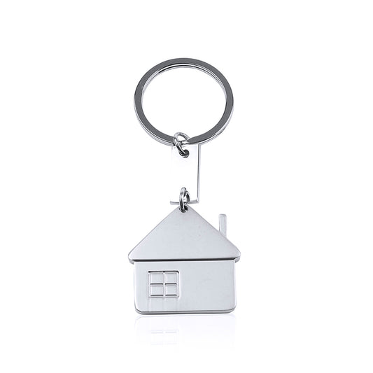 Porte-clés maison en métal avec finition mate élégante. Personnalisable - Marquage laser.