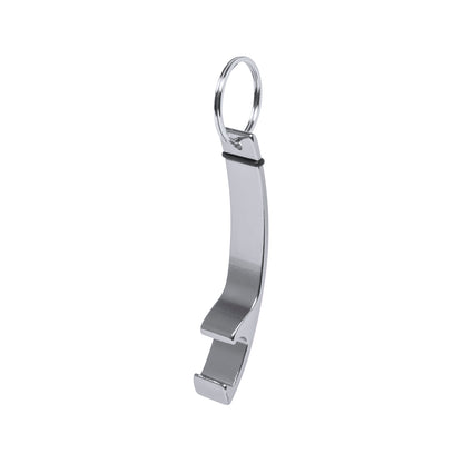 Porte-clés pratique avec décapsuleur en aluminium, personnalisable par marquage laser.