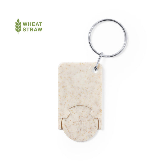 Porte-clés avec pièce de monnaie en canne de blé