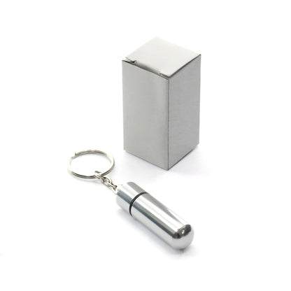 Accessoire de poche en aluminium pour pilules, personnalisable.