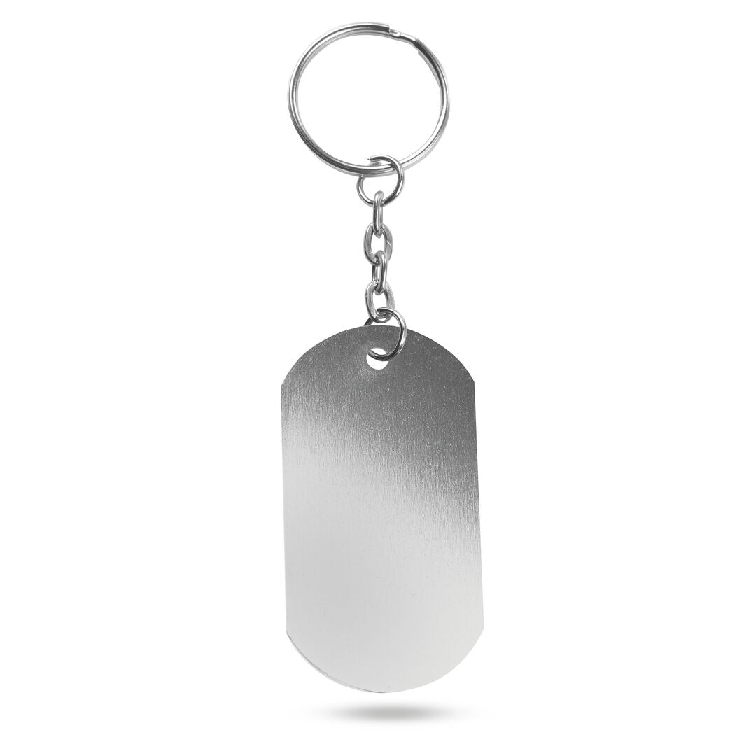Porte-clés plaque en aluminium aux teintes variées, idéal pour un marquage laser créatif.