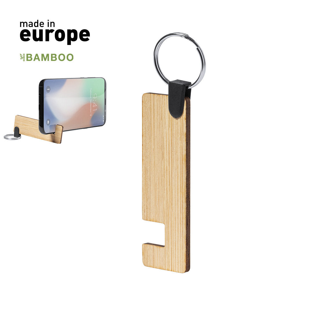 Porte-clés pour smartphone et tablette en bambou