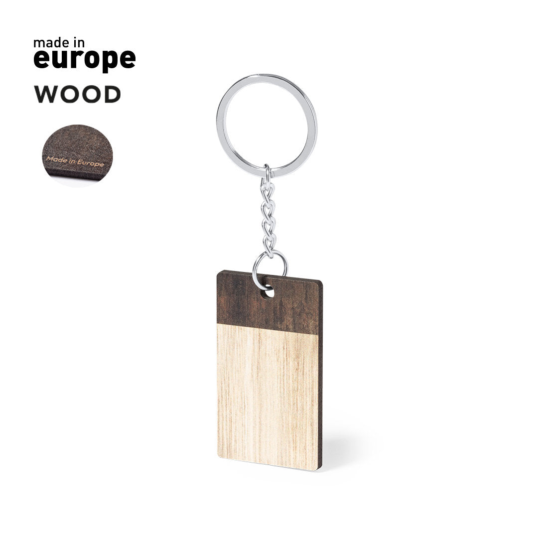 Porte-clés rectangulaire en bois naturel avec finition bicolore