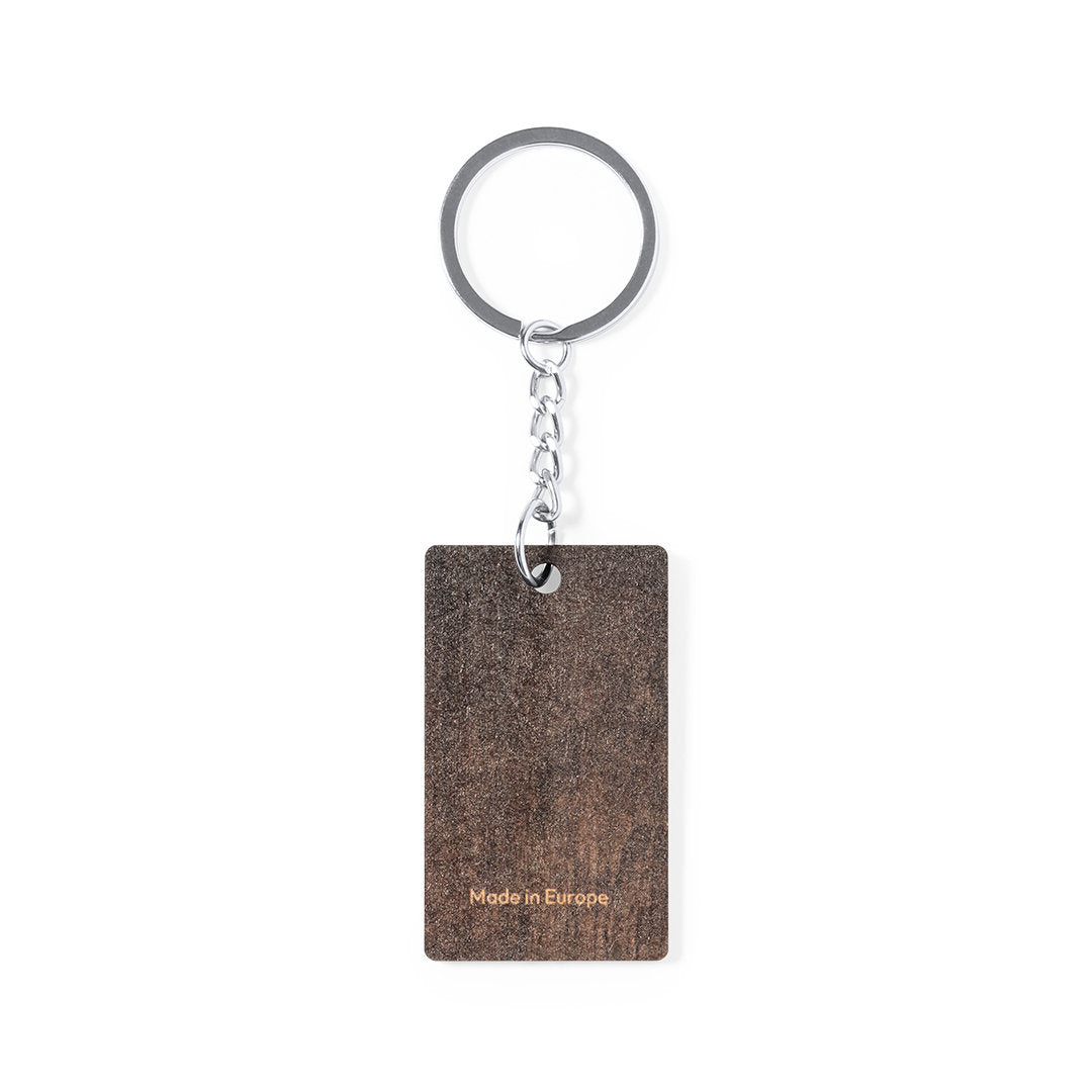 Porte-clés original en bois avec badge Made In Europe
