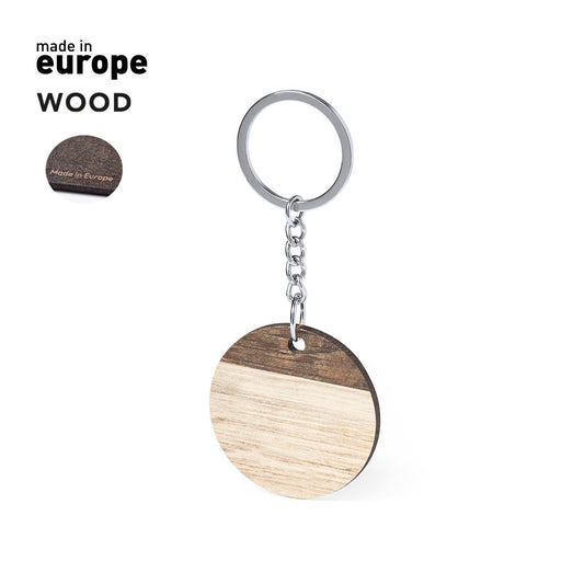 Porte-clés rectangulaire en bois naturel avec finition bicolore