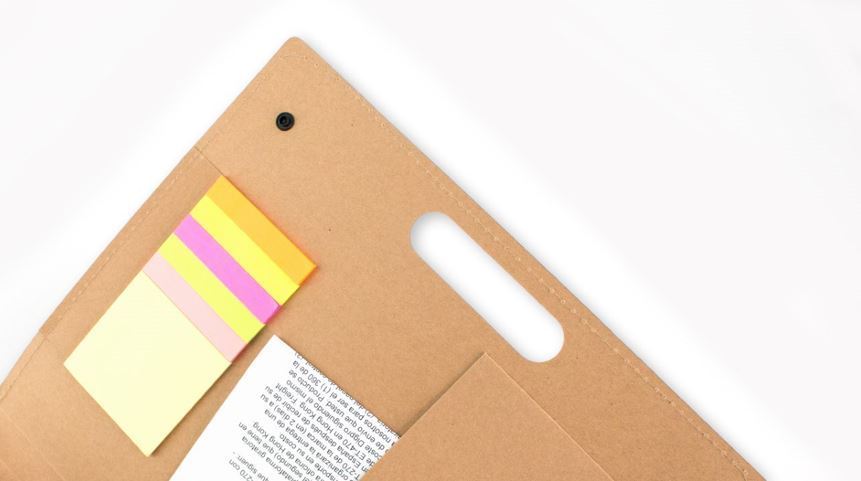 Porte documents avec 125 mini notes en carton recyclé KELEM multifonctions