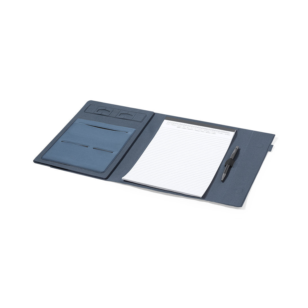 Porte documents bloc de 20 feuilles en polyester 600d rpet NESEBY bleu