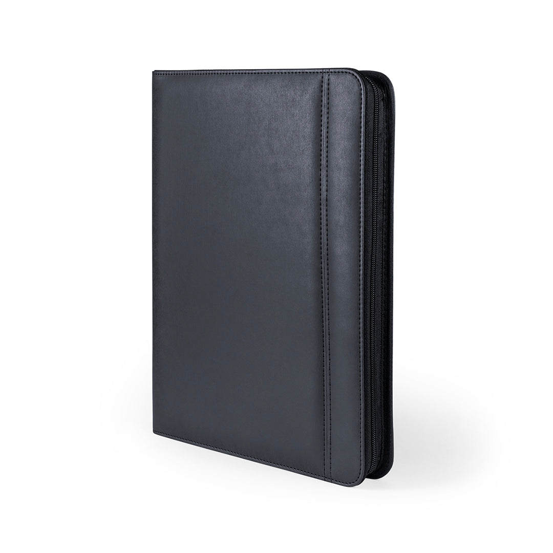 Porte documents multifonctions en similicuir, bloc 20 feuilles avec power bank 5000 mAh JAIDEN marquage logo
