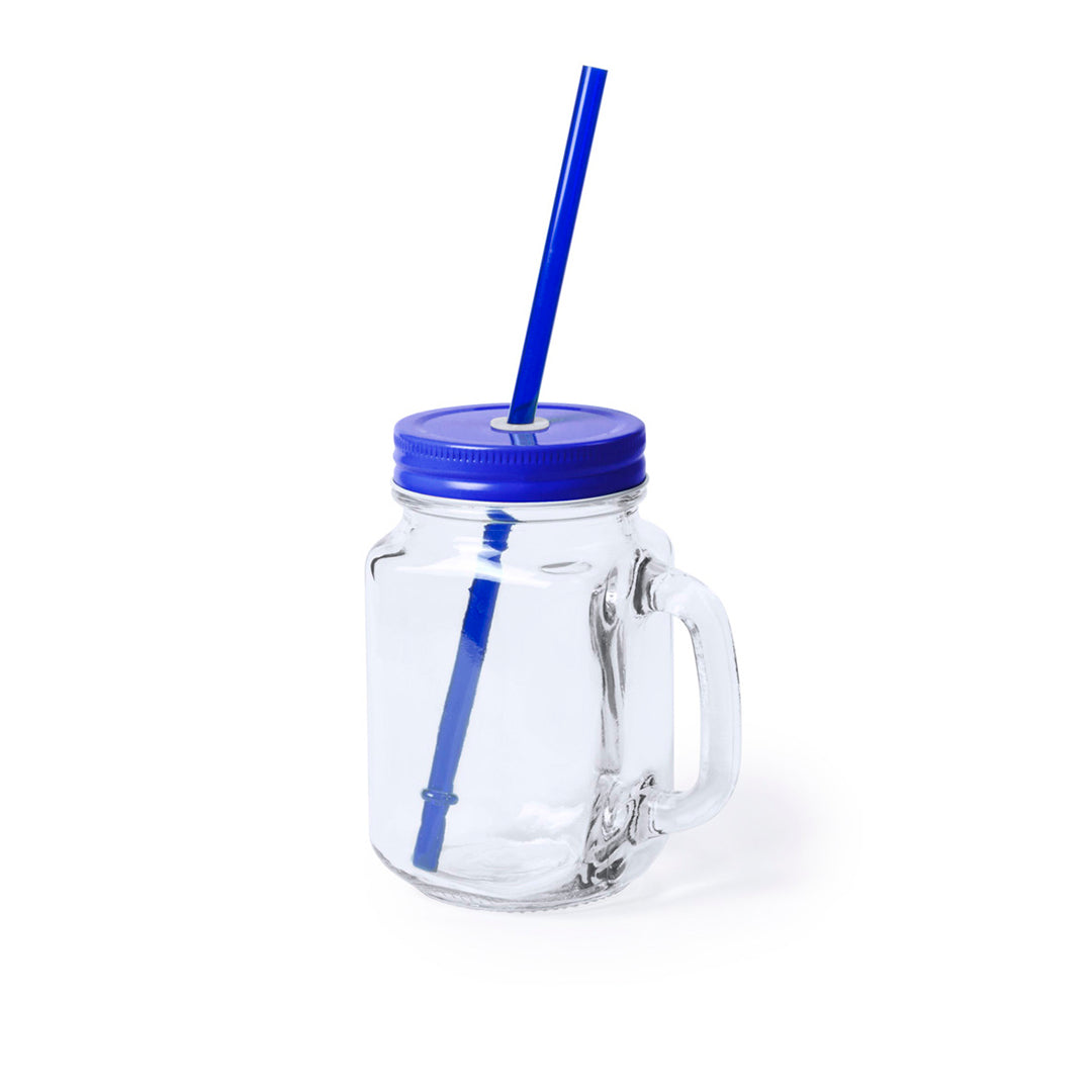 Pot à anses de 500 ml en verre HEISOND bleu personnalisable logo marque