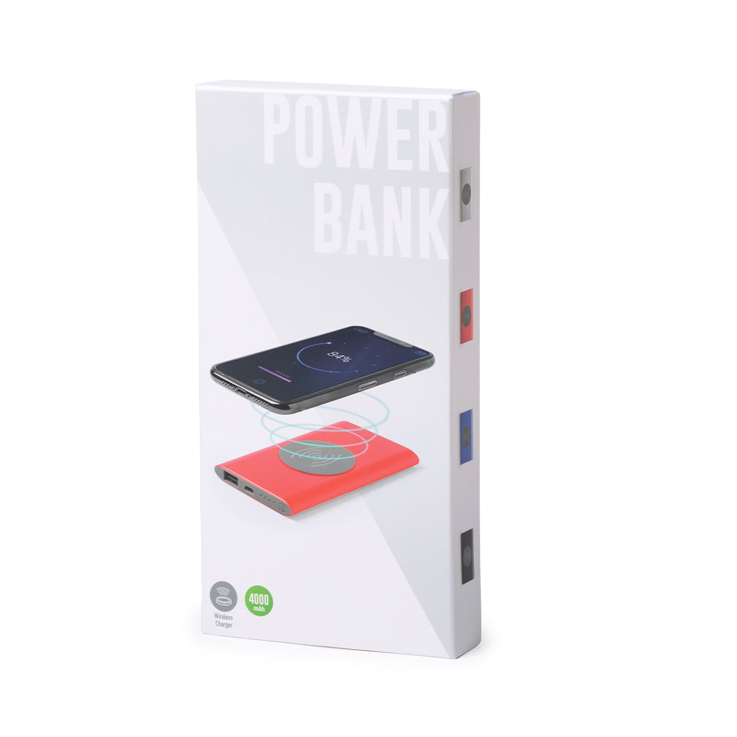 Power bank sans fil 5w, 4 000 mAh, en aluminium TIKUR étui carton