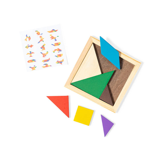 Puzzle éducatif en bois : 7 pièces multicolores pour les enfants.