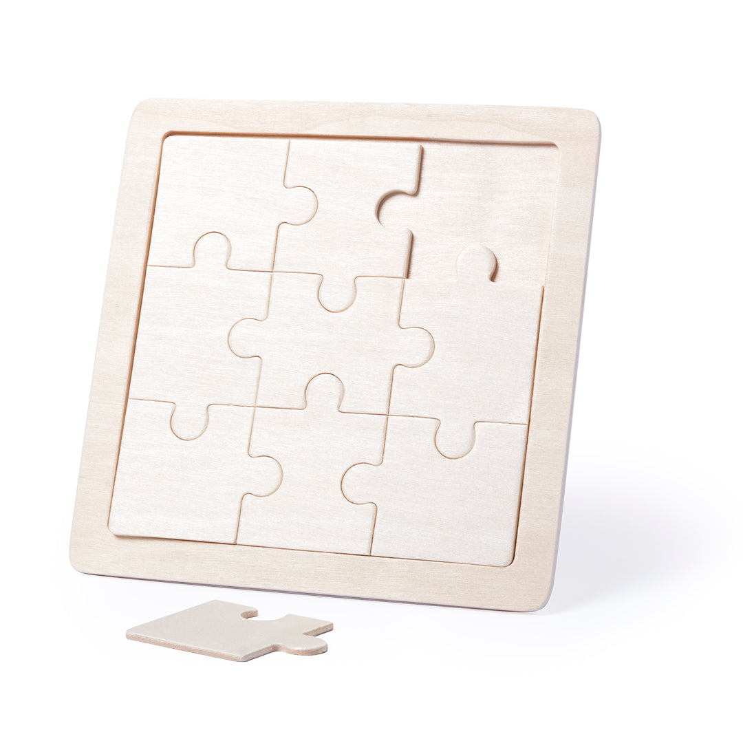 Puzzle artisanal en bois : 9 pièces à personnaliser pour l'apprentissage.