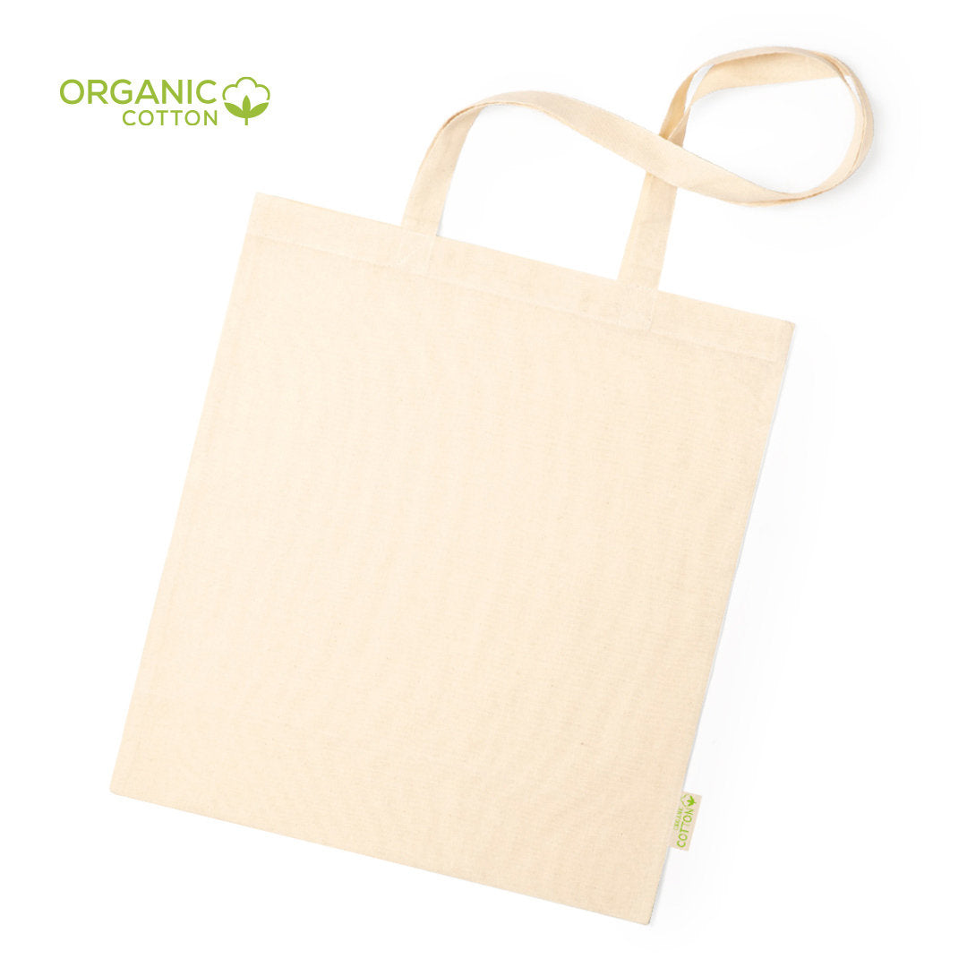 Sac éco-friendly en coton biologique naturel 120g/m2, certification GOTS, résistant jusqu'à 8 kg personnalisable logo entreprise