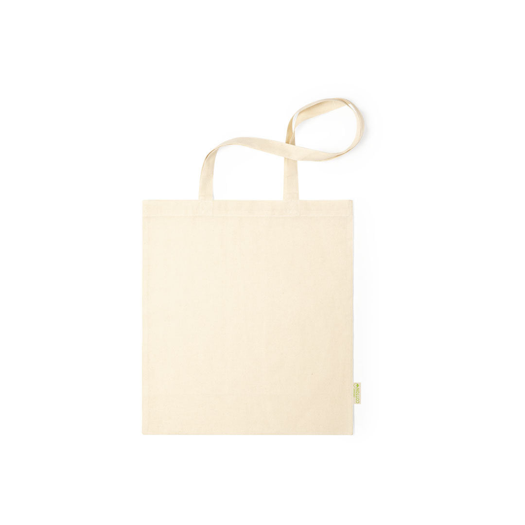 totebag Anses longues de 70 cm avec renfort en X, finition cousue, capacité environ 7L.