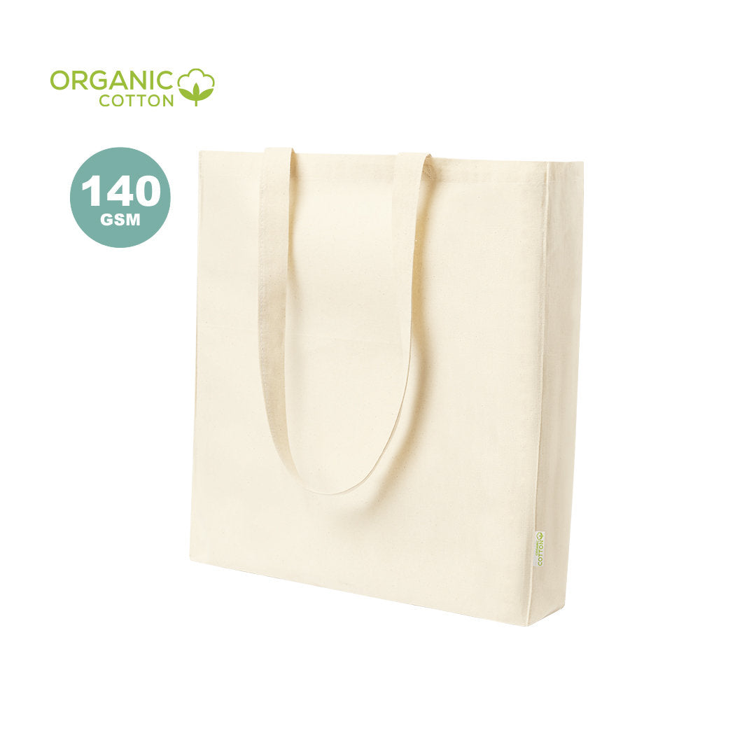 Sac en coton biologique 140g/m2, durable et écoresponsable.