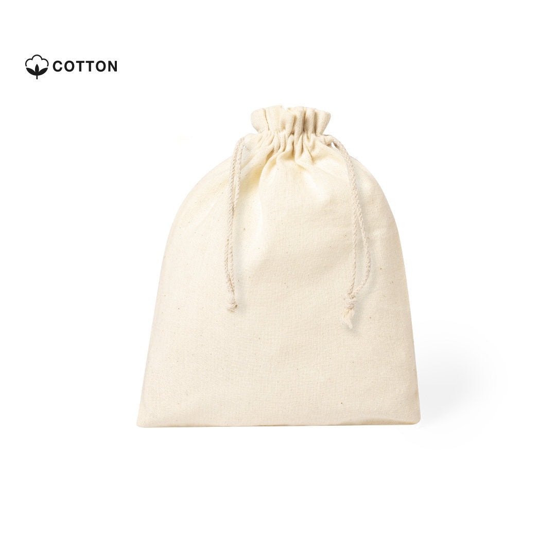 Sachet écologique en coton 100%, taille 15x21 cm, avec fermeture à cordellette.