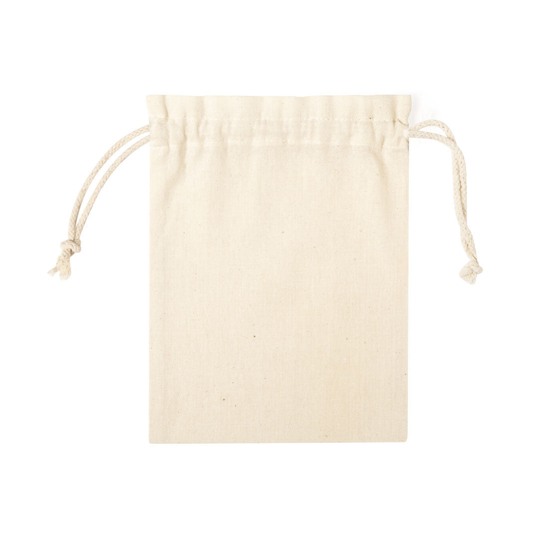 Accessoire éco-friendly : petit sachet en coton de la gamme éco-friendly, 105 g/m2, cousu avec une cordellette.