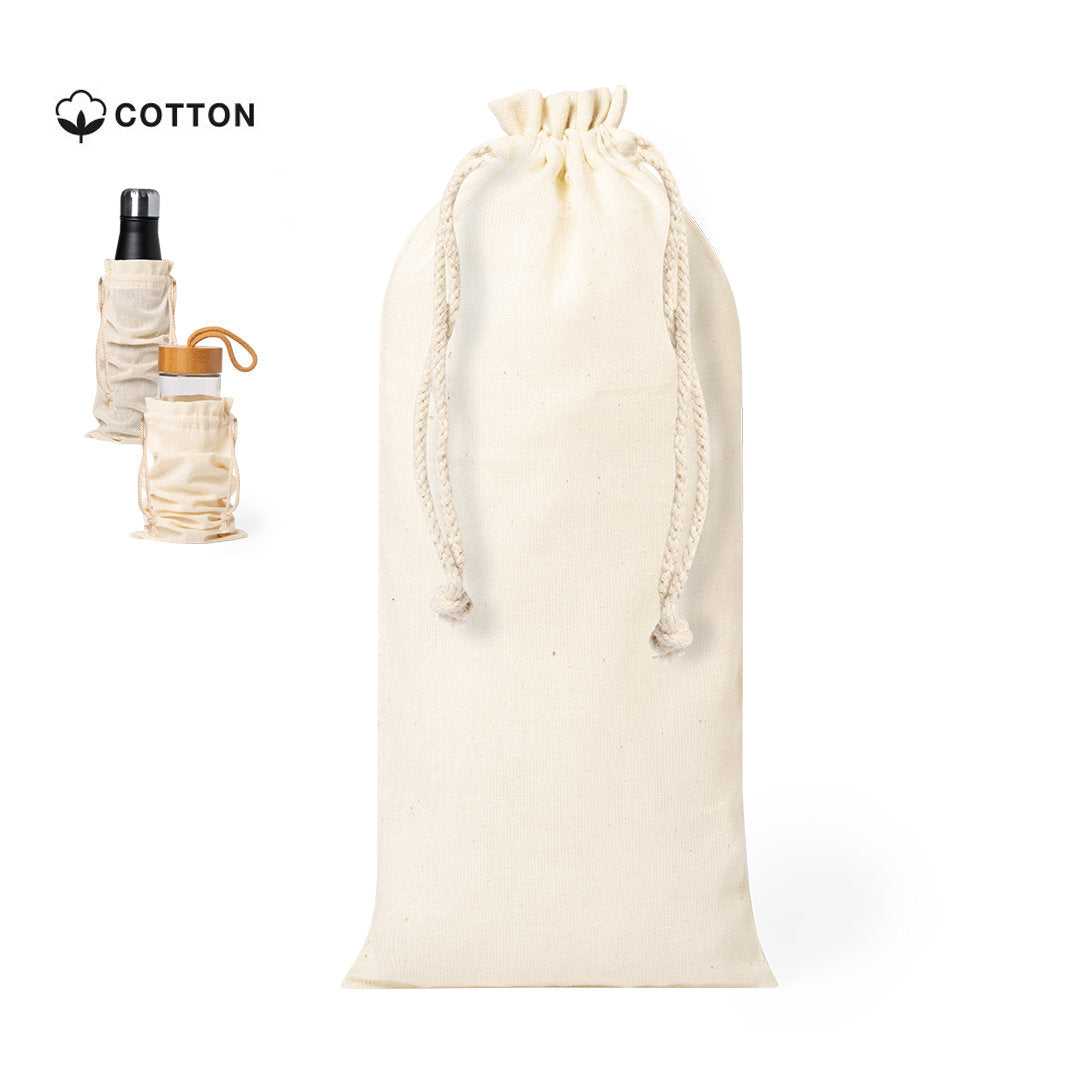 Sac éco-friendly en coton 100%, 105 g/m2, taille 12x33 cm, avec fermeture à cordellette.