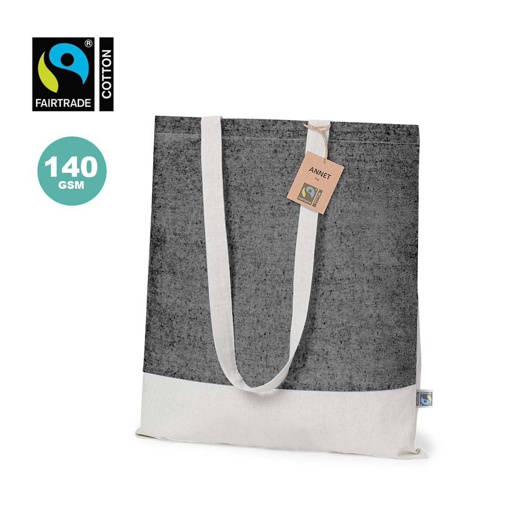 Sac 100% coton de 140g/m2 ANNET FAIRTRADE avec marquage logo