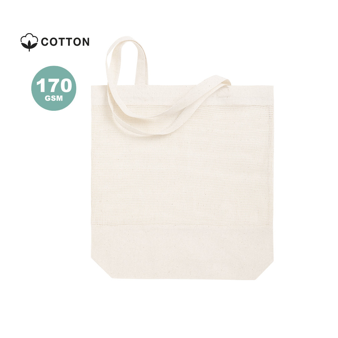 Sac naturel en coton de 170g/m2 avec une finition en grille résistante, idéal pour une utilisation quotidienne personnalisable logo entreprise