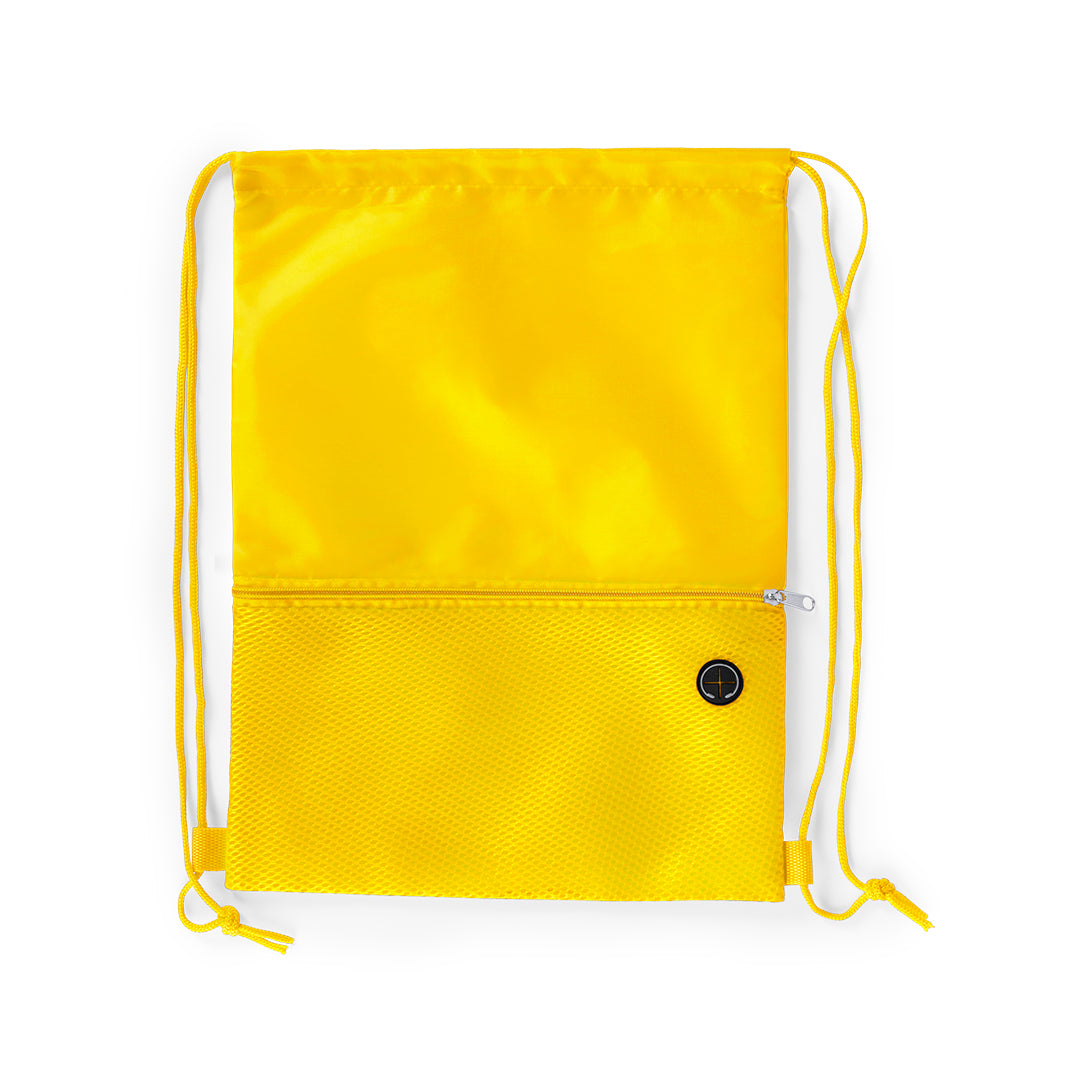 Sac à dos à cordelettes en polyester doux 210d BICALZ jaune
