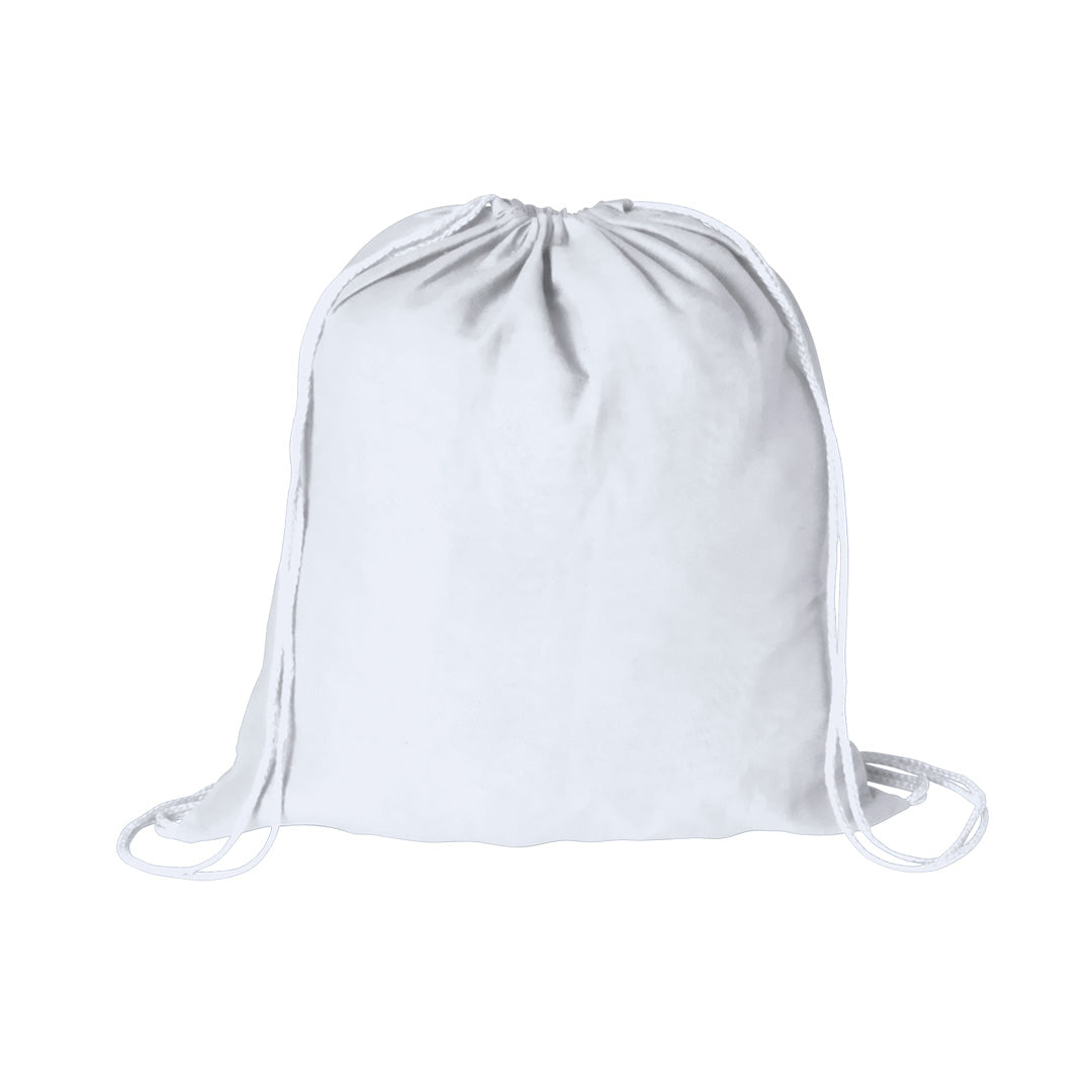 Sac à dos à cordelettes en tissu 100 % coton doux 100gr / m2 BASS blanc