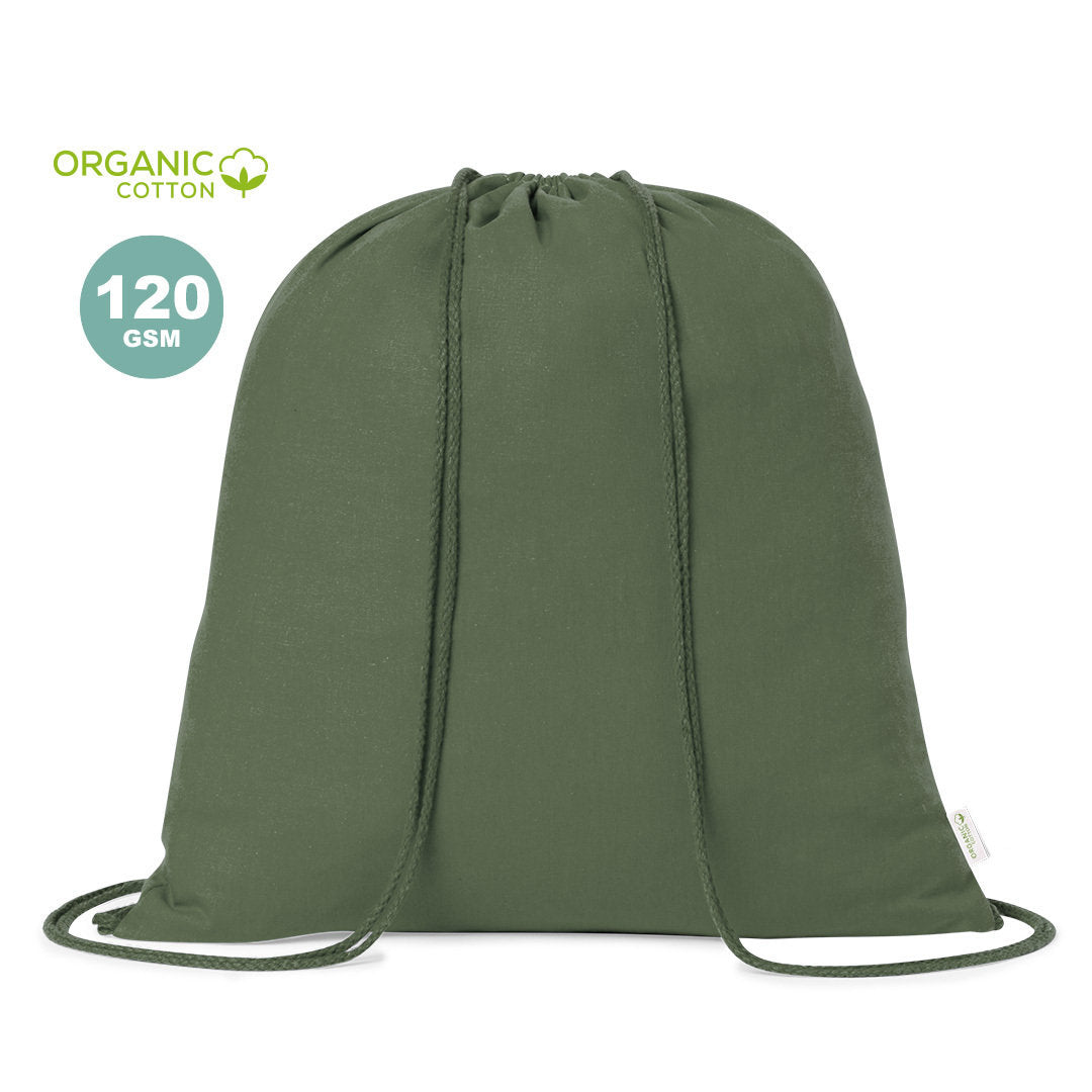 Sac à dos à cordes 100% coton biologique 120g/m2 MAZIU avec marquage logo