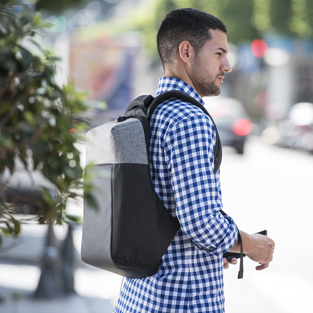 Sac à dos anti-vol en tissu polyester 900d rembourré avec fermeture sécurité RANLEY