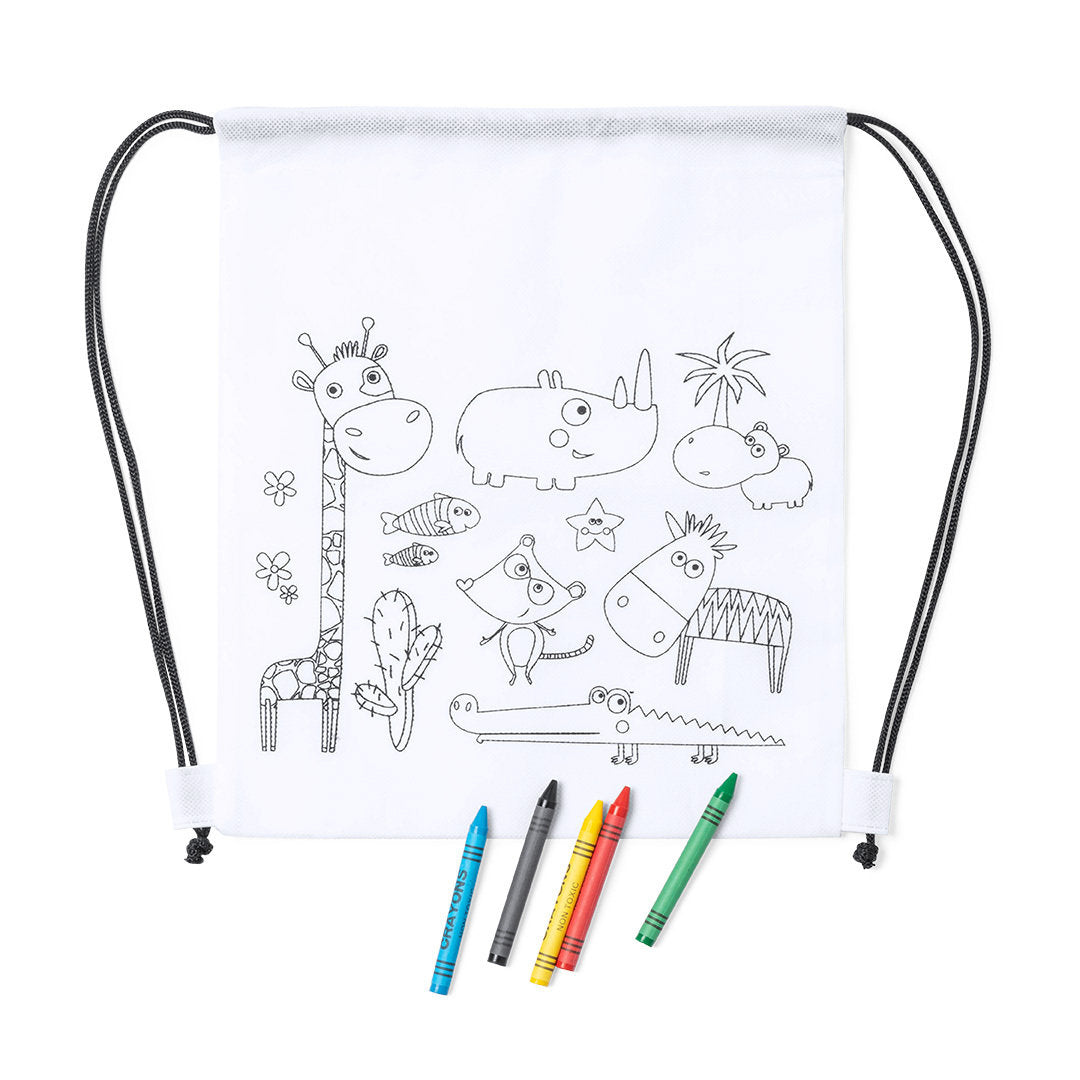 Sac en T.N.T. pour coloriage avec 5 crayons inclus