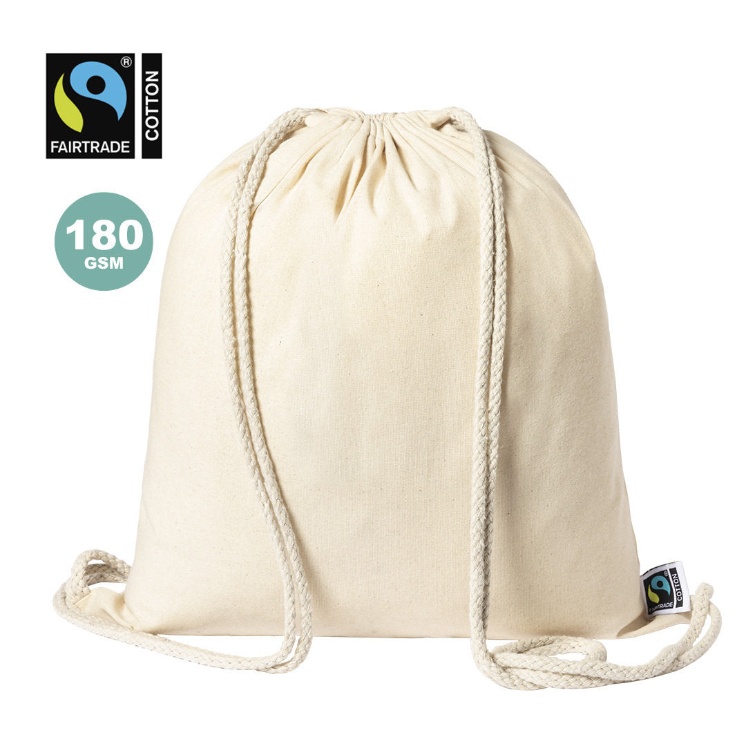 Sac à dos en corde 100 % coton 180gr / m2 fairtrade SANFER avec marquage logo