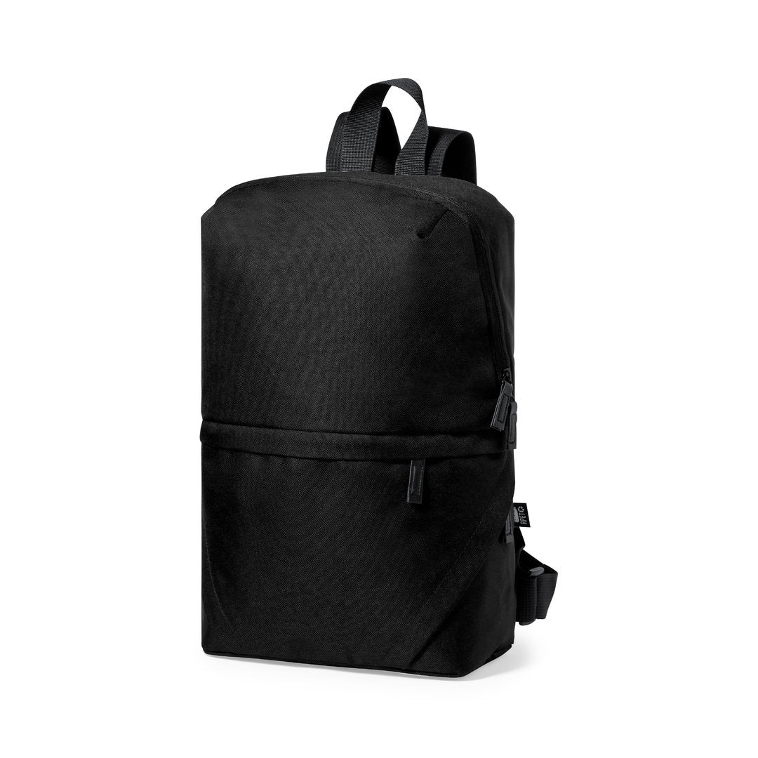 Sac à dos en polyester 600d rpet avec dos rembourré BRONUL noir personnalisable logo marque