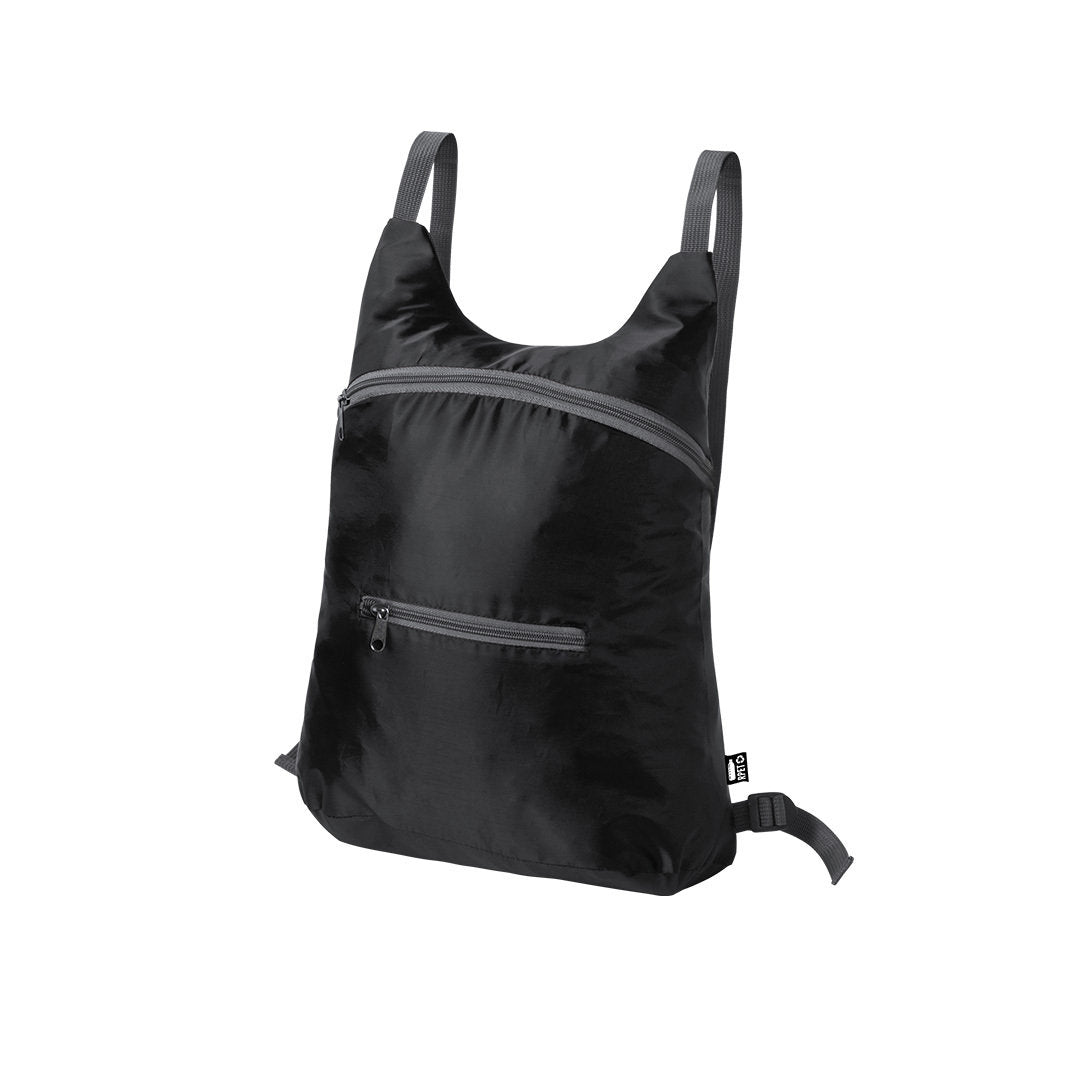 Sac à dos pliable en polyester rpet 201d souple BROCKY noir