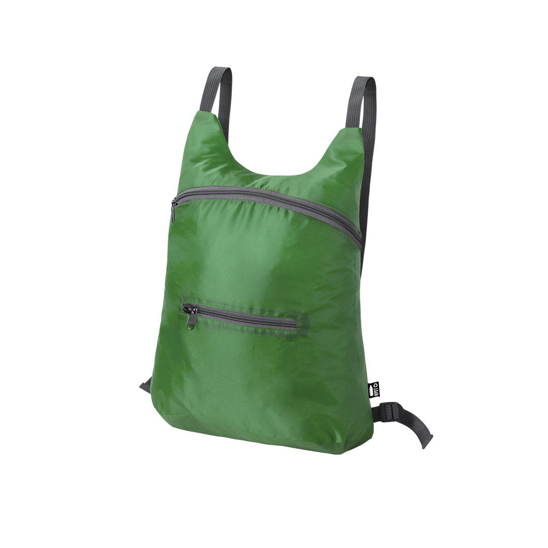 Sac à dos pliable en polyester rpet 201d souple BROCKY vert