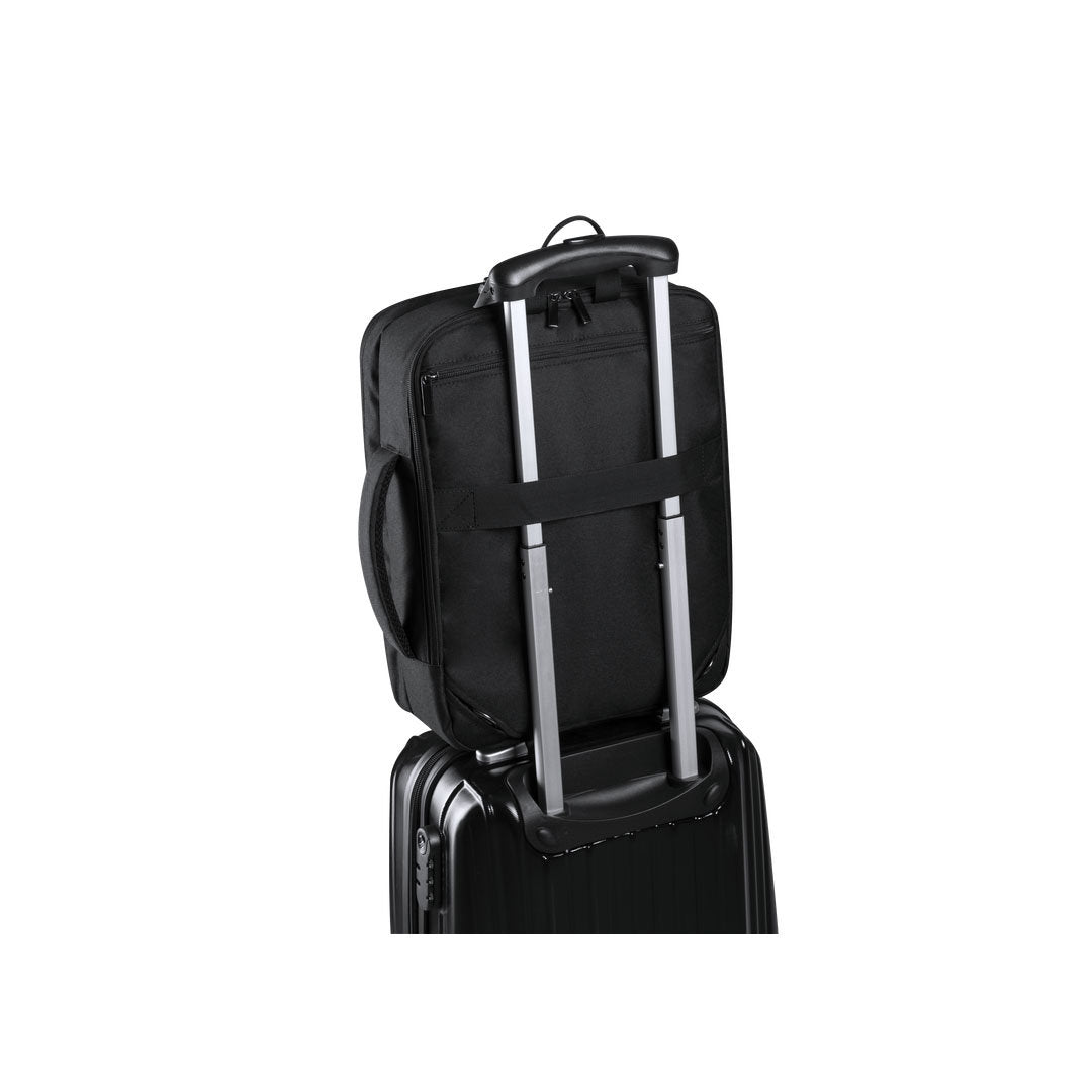 Sac à dos porte documents en polyester 300d et similicuir HURKON pratique pour accrocher sur valise