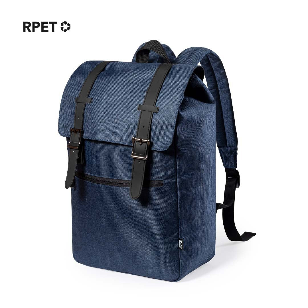 Sac à dos urbain en polyester 300d rpet avec pochettes rembourrées BUDLEY avec marquage logo