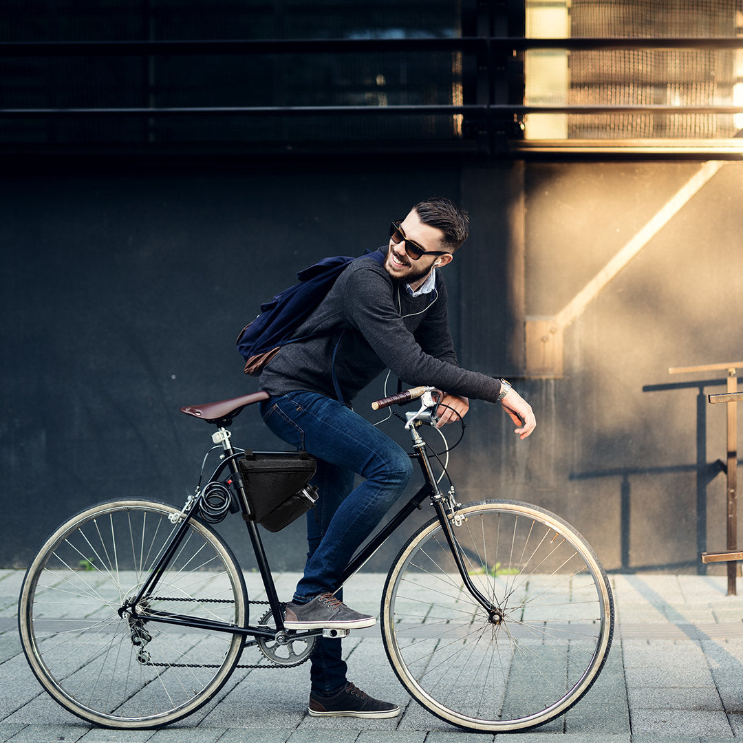 Sac pour cadre de vélo, robuste en polyester 600D noir, avec compartiment à tambour et cordon ajustable