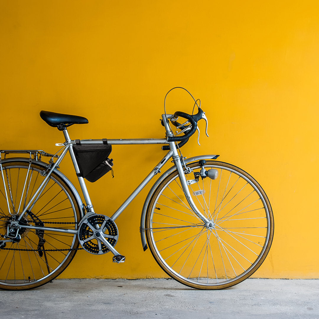 Sac de cadre de vélo en polyester 600D, noir, avec compartiment zippé et tambour à cordon réglable