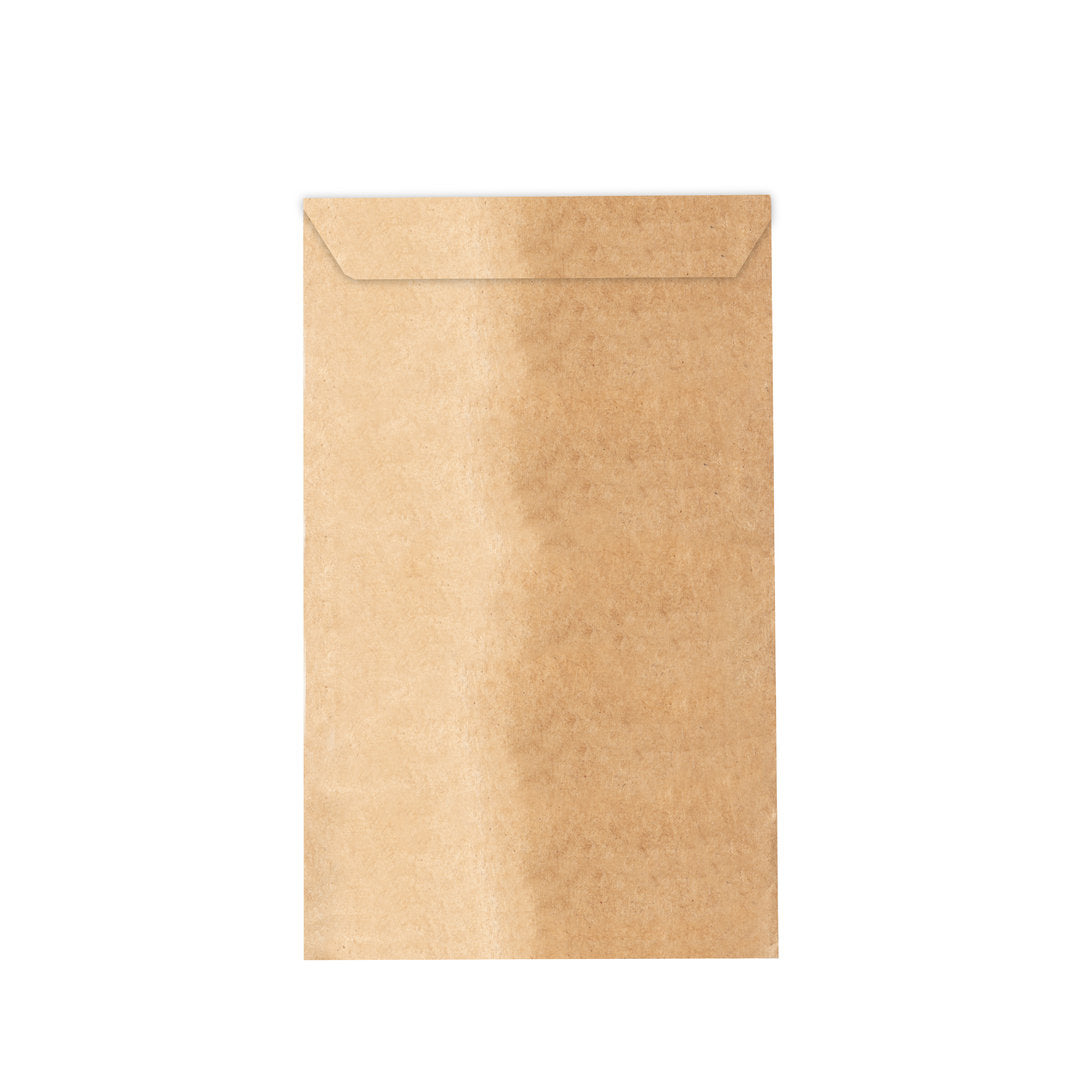 Sac éco-responsable : ligne Nature en papier kraft recyclé, dimensions de 9 x 14.5 cm + 2 cm rabat.